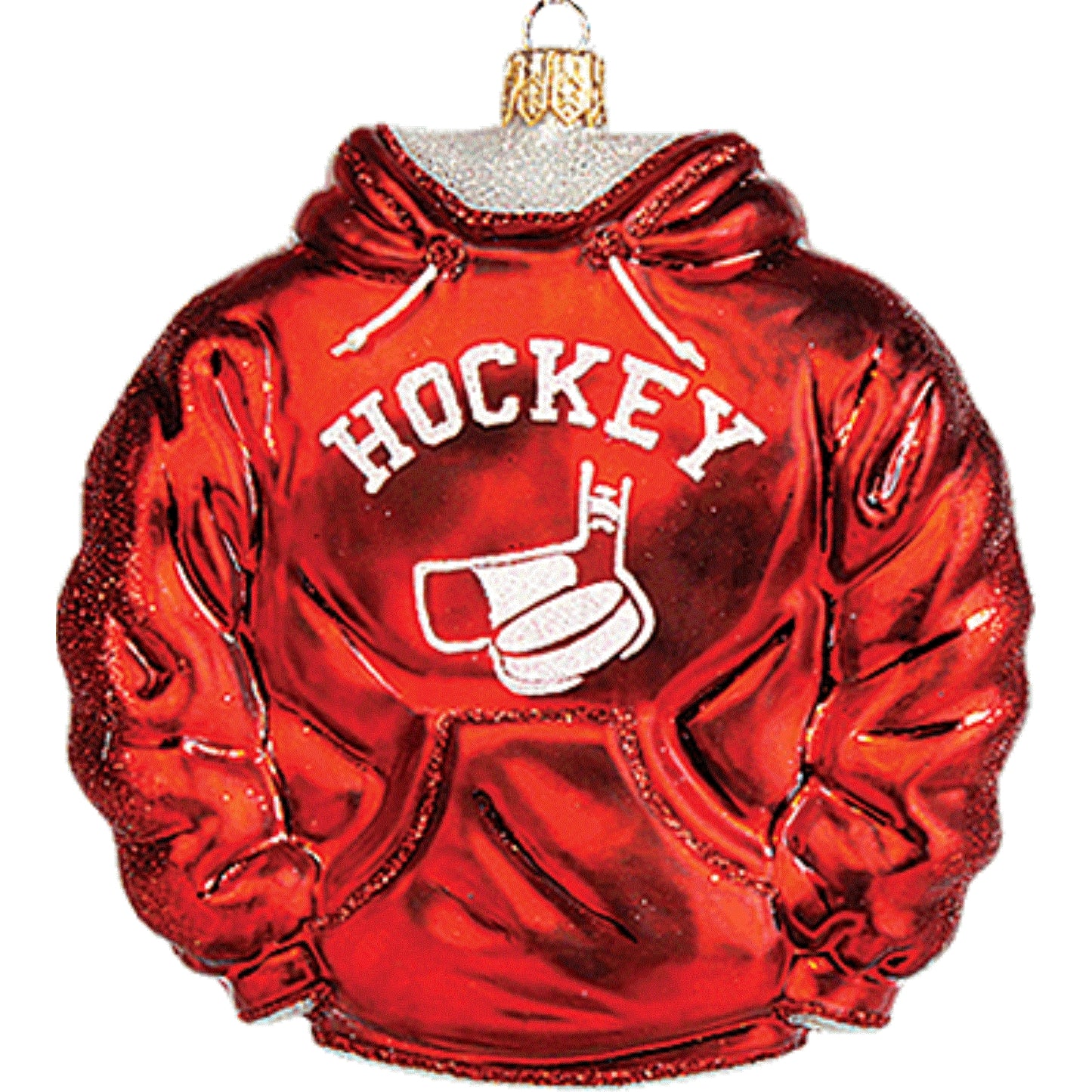 Pinnacle Peak Trading Red Hockey Hoodie Polish Mouth Blown Glass Christmas Ornament Sports Decoration