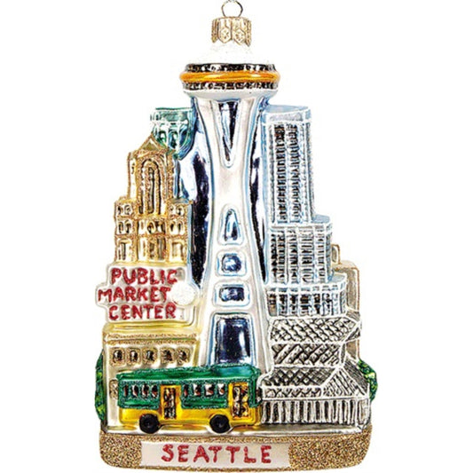 Pinnacle Peak Trading Seattle Washington Landscape Polish Glass Christmas Ornament Travel Decoration
