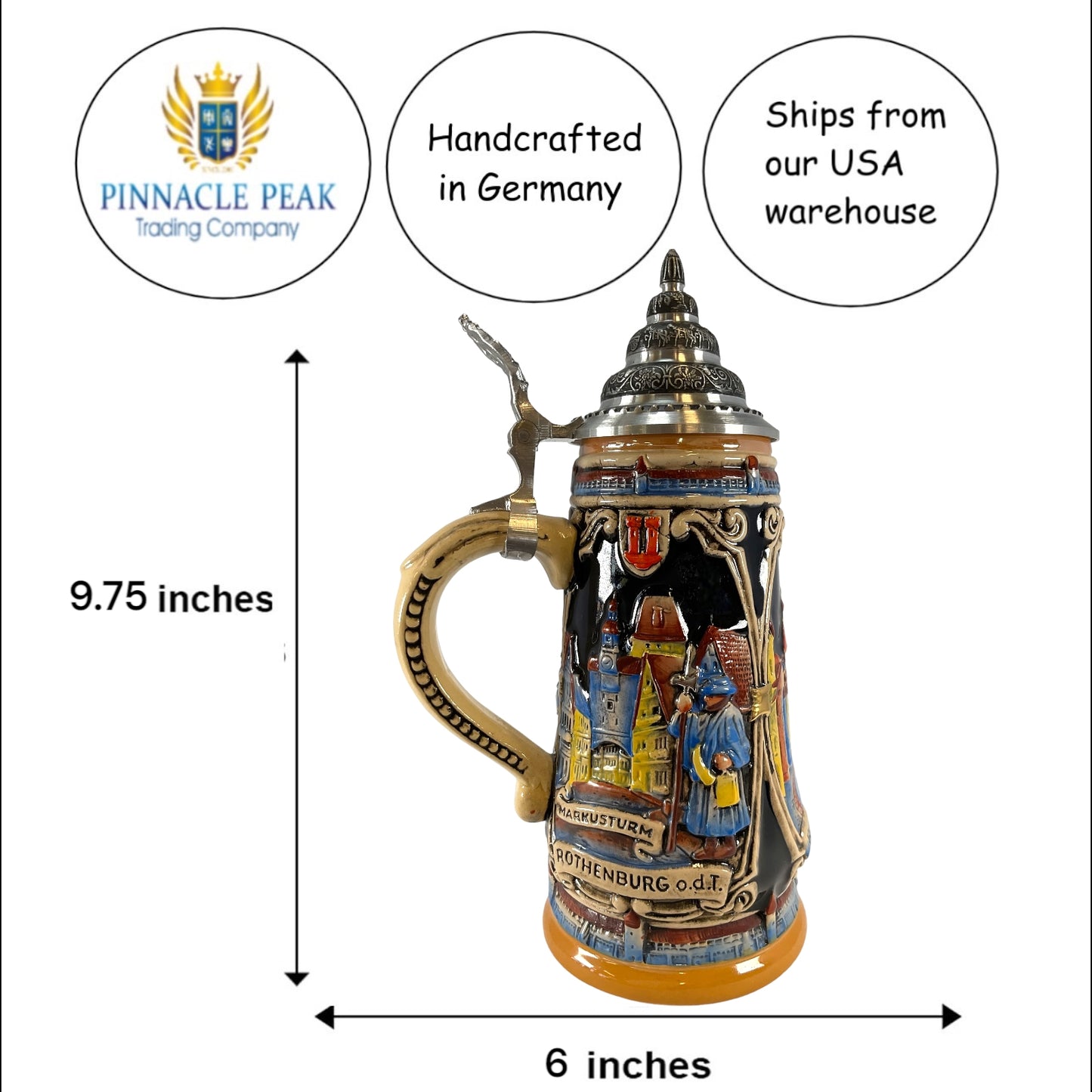 Pinnacle Peak Trading Rothenburg Germany LE German Beer Stein .5L Made in Germany by King Werks