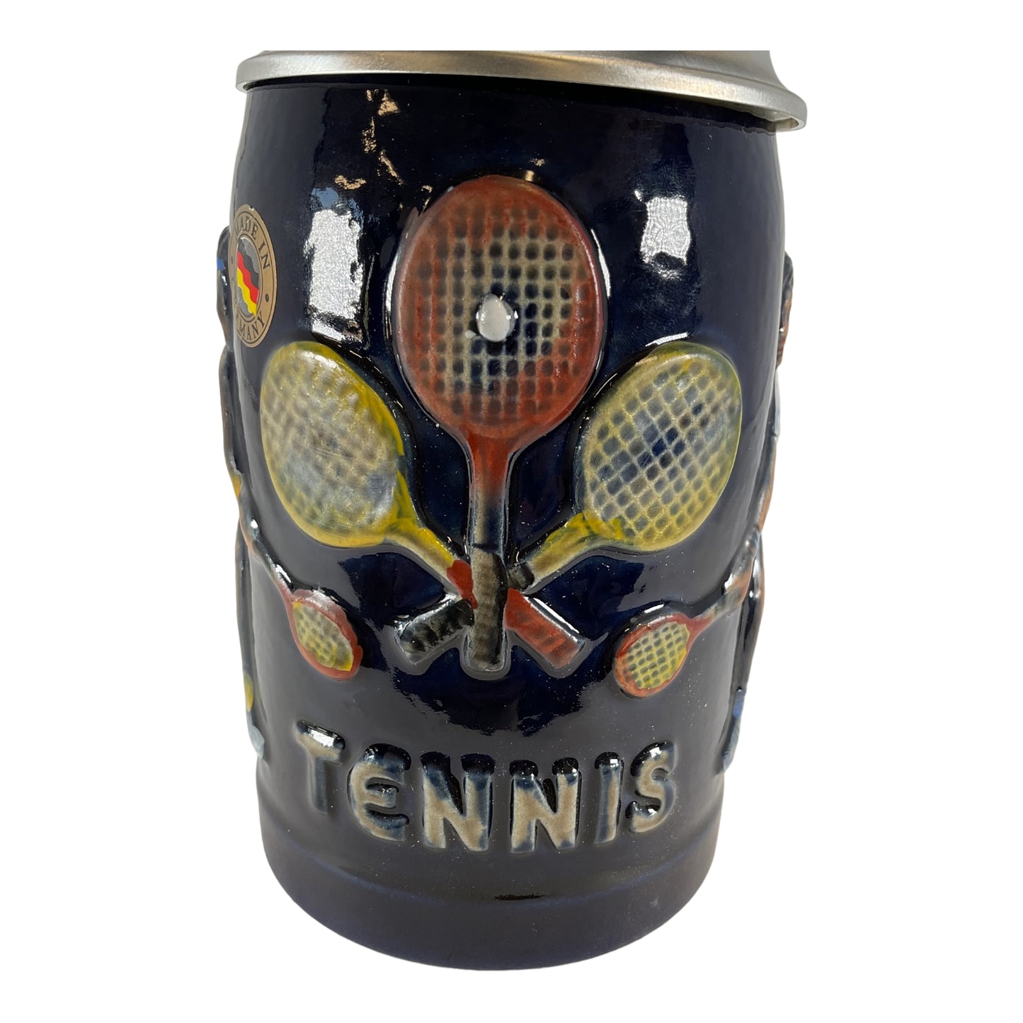 Pinnacle Peak Trading Tennis Player German Beer Stein with Flat Pewter Lid .5L ONE Mug Made in Germany by King Werks