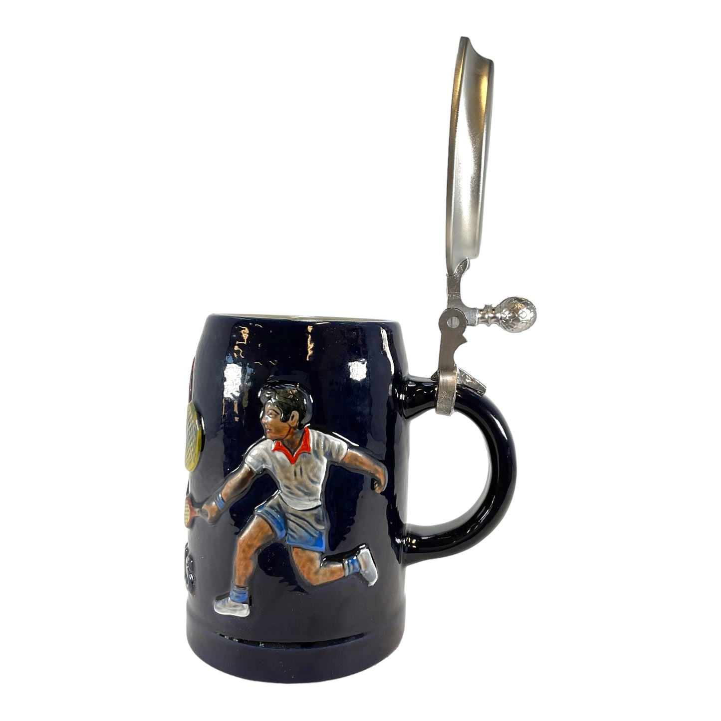 Pinnacle Peak Trading Tennis Player German Beer Stein with Flat Pewter Lid .5L ONE Mug Made in Germany by King Werks