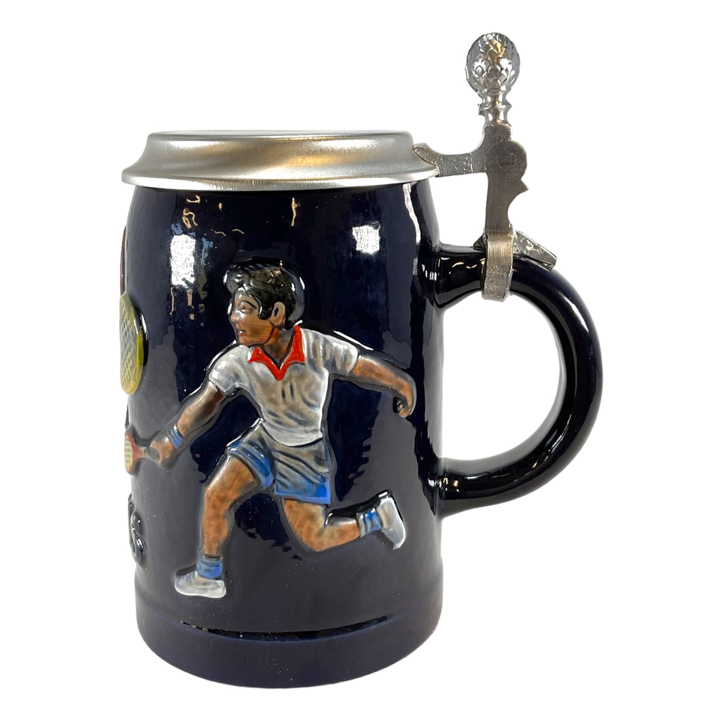 Pinnacle Peak Trading Tennis Player German Beer Stein with Flat Pewter Lid .5L ONE Mug Made in Germany by King Werks