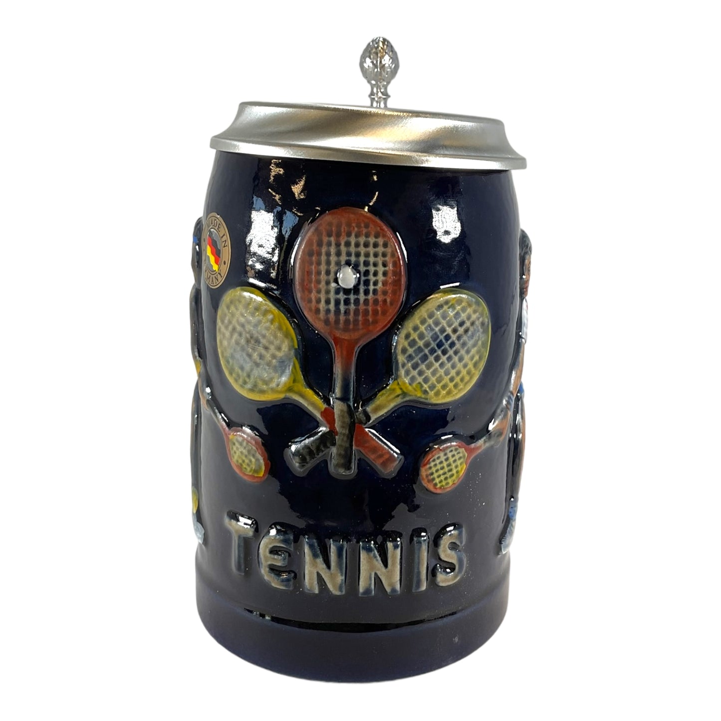 Pinnacle Peak Trading Tennis Player German Beer Stein with Flat Pewter Lid .5L ONE Mug Made in Germany by King Werks