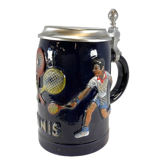 Pinnacle Peak Trading Tennis Player German Beer Stein with Flat Pewter Lid .5L ONE Mug Made in Germany by King Werks