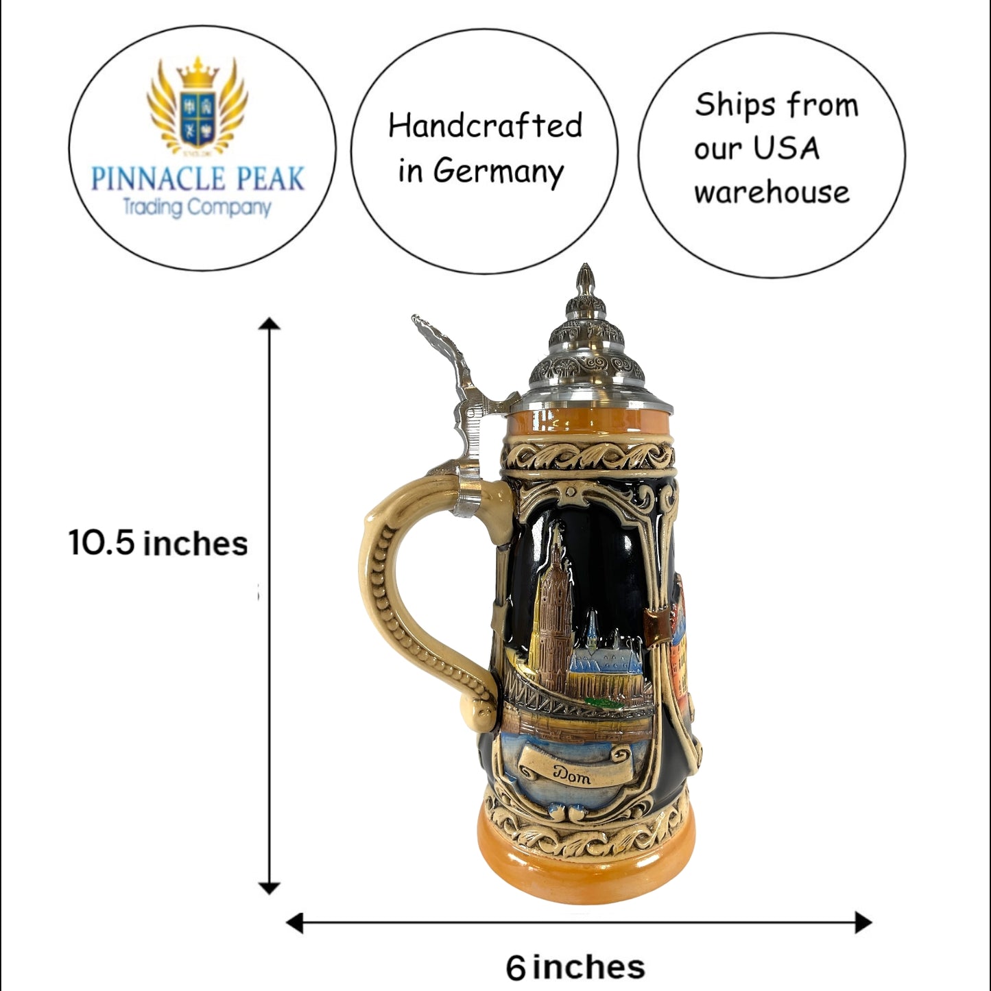 Pinnacle Peak Trading Frankfurt Germany Landmarks LE German Beer Stein .5L Handcrafted Germany by King Werks