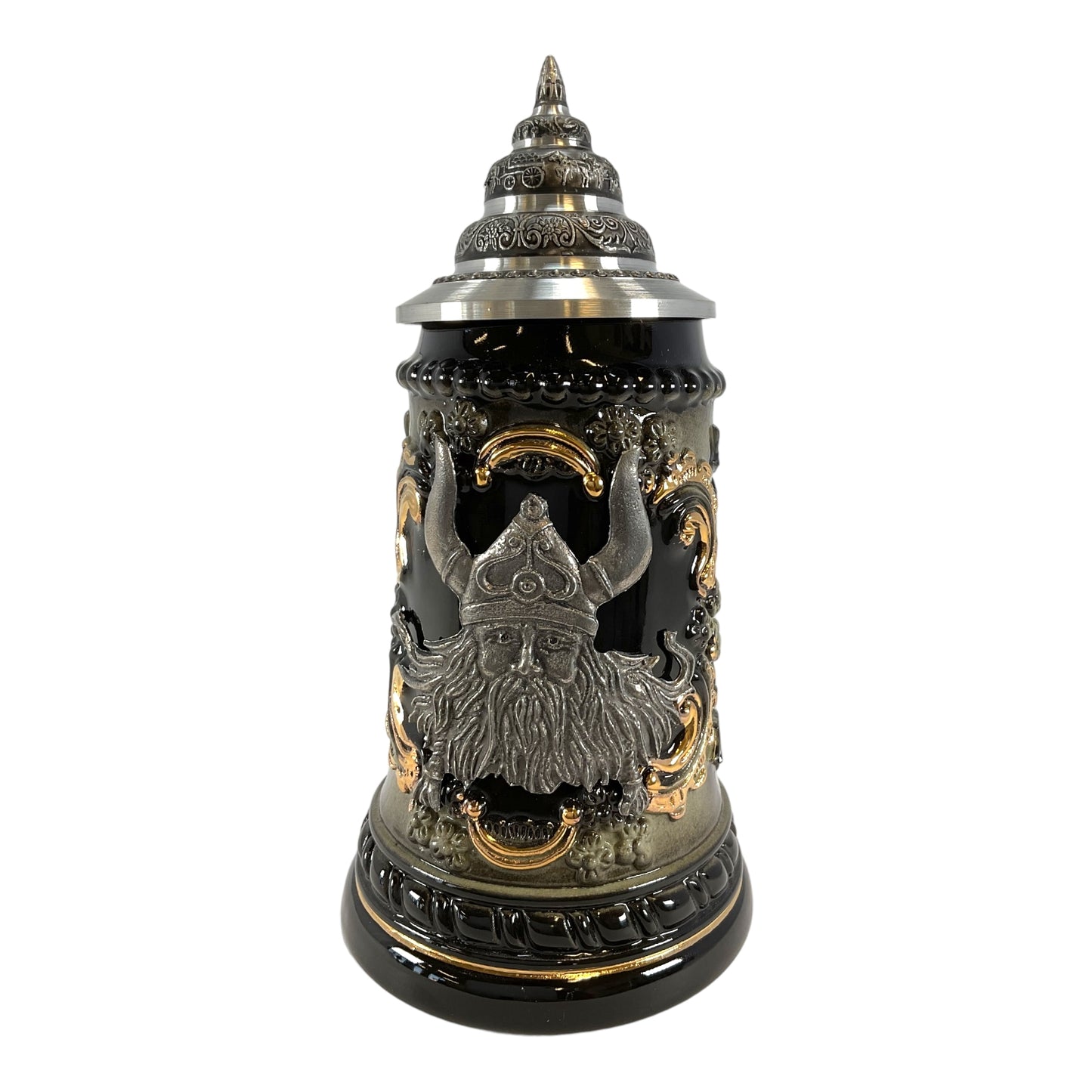 Pinnacle Peak Trading Pewter Viking Black German Beer Stein .25L Handcrafted in Germany by King Werks