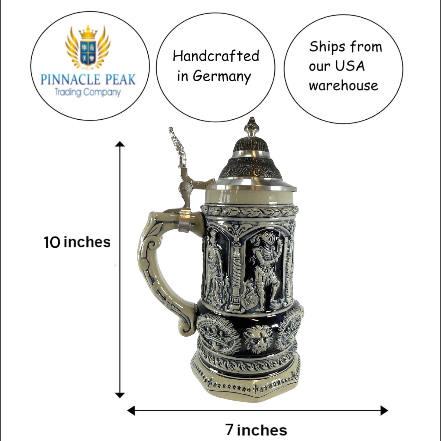 Pinnacle Peak Trading Emperor Charles King LE Relief German Beer Stein .75 L Handcrafted in Germany by King Werks