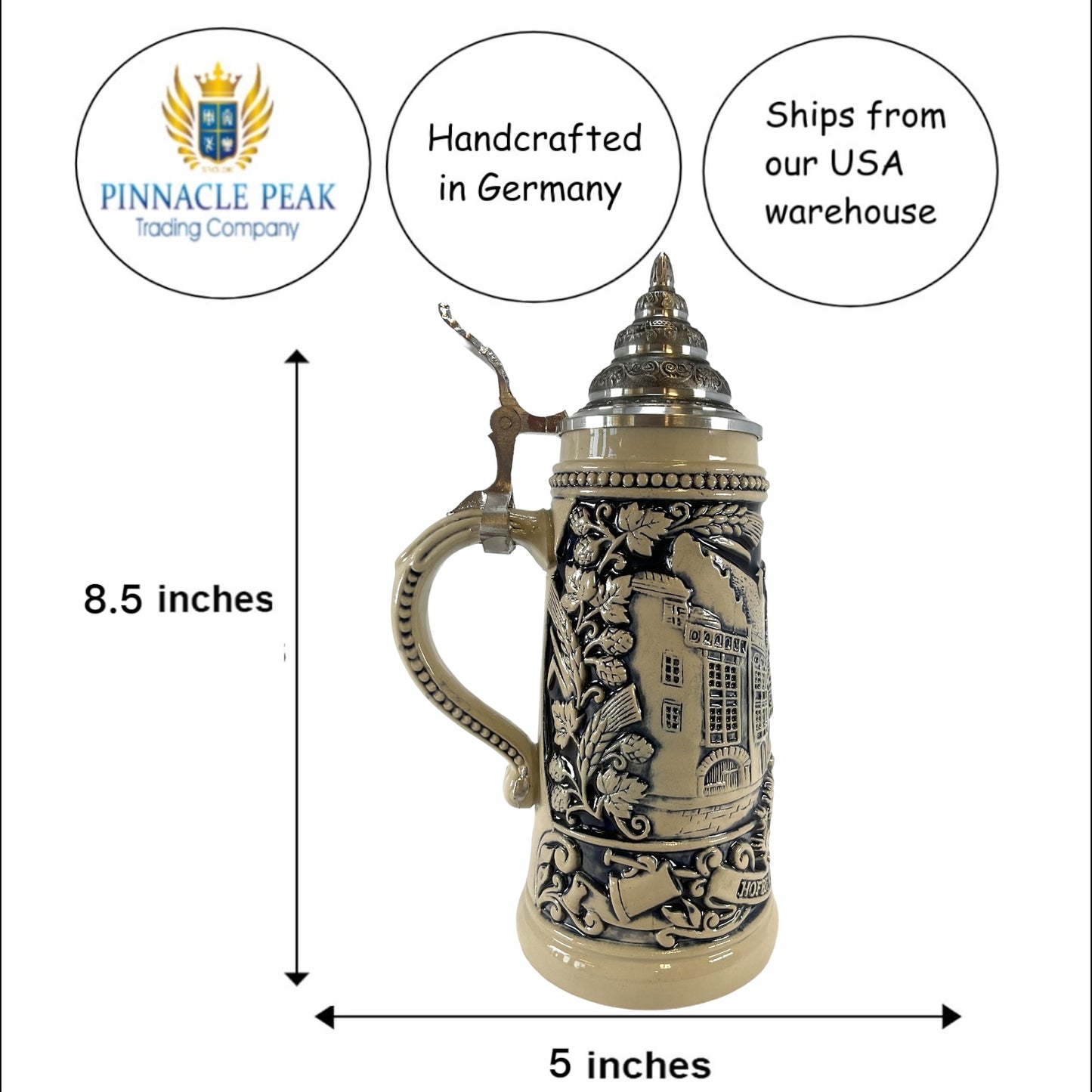 Pinnacle Peak Trading Hofbrauhaus German Beer Stein LE Blue Relief .25L Munich Germany Beer Hall by King Werks