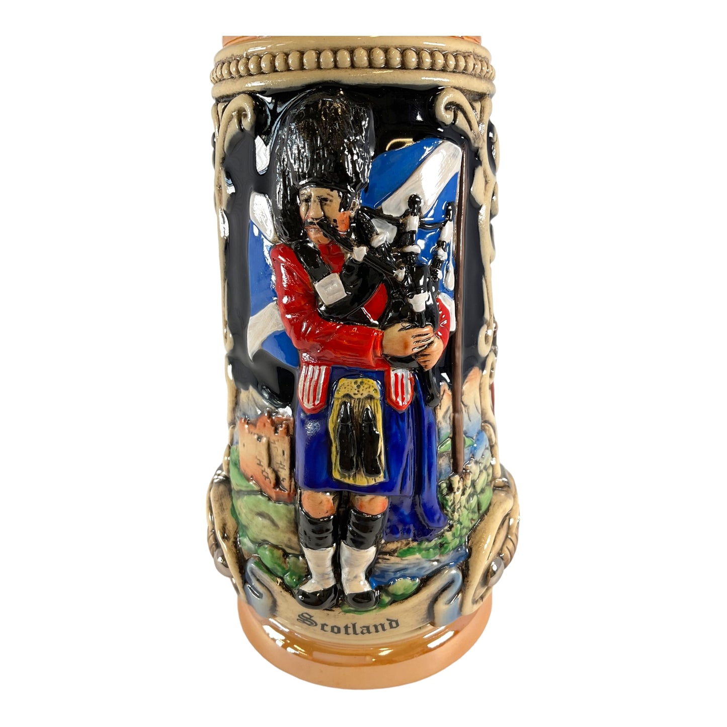 Pinnacle Peak Trading Scotland with Scottish Bagpiper LE German Beer Stein .5 L Made in Germany by King Werk