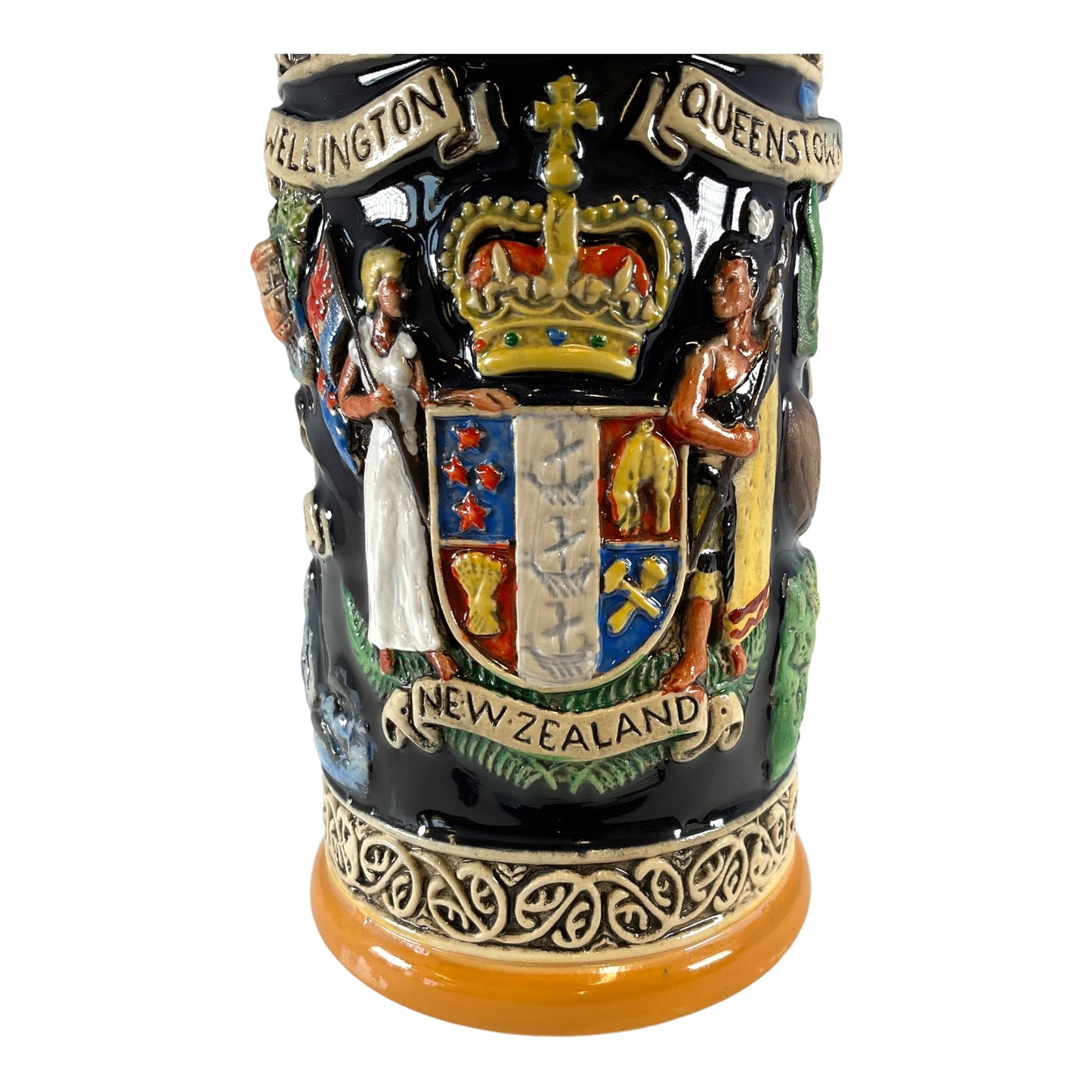 Pinnacle Peak Trading New Zealand Coat of Arms and Landmarks LE German Beer Stein .5 L by King Werks