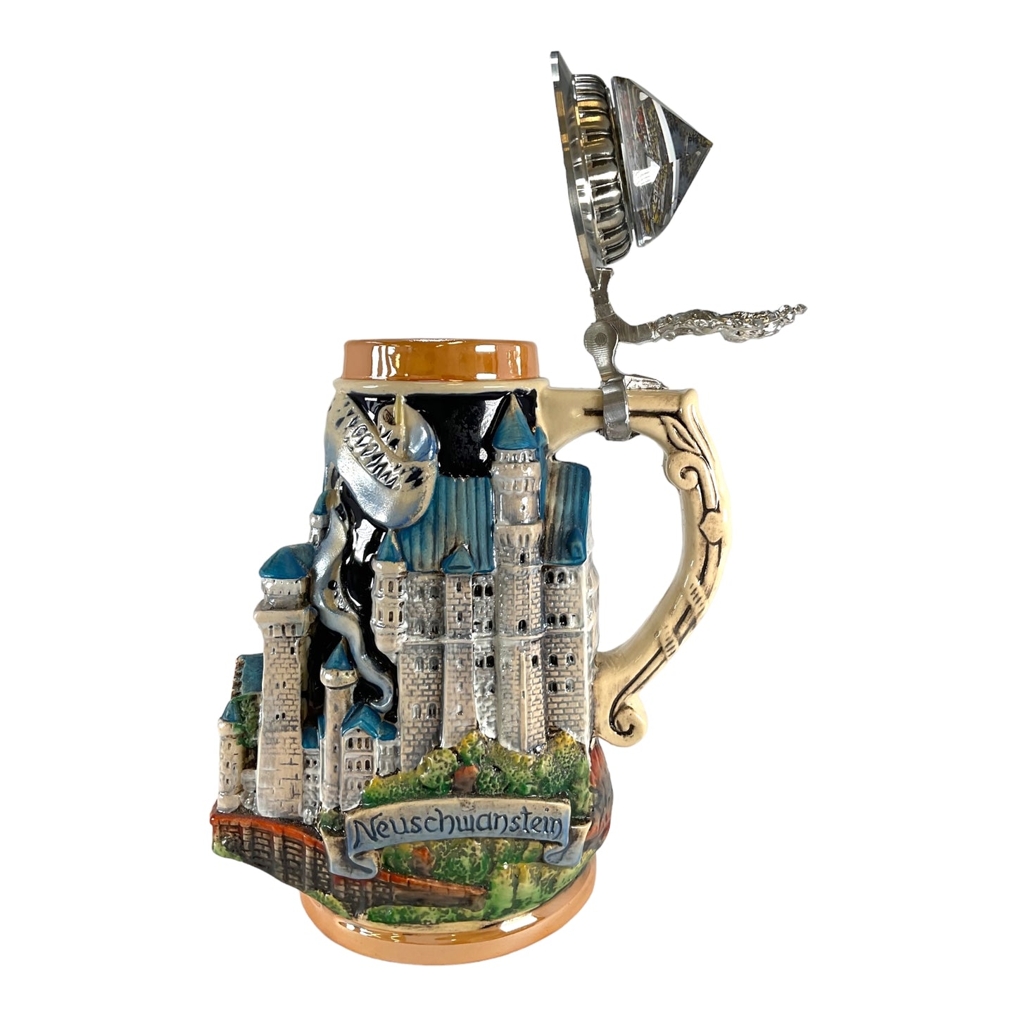 Pinnacle Peak Trading 3D Neuschwanstein Castle Bavaria with Crystal Lid LE German Beer Stein .7 L by King Werks