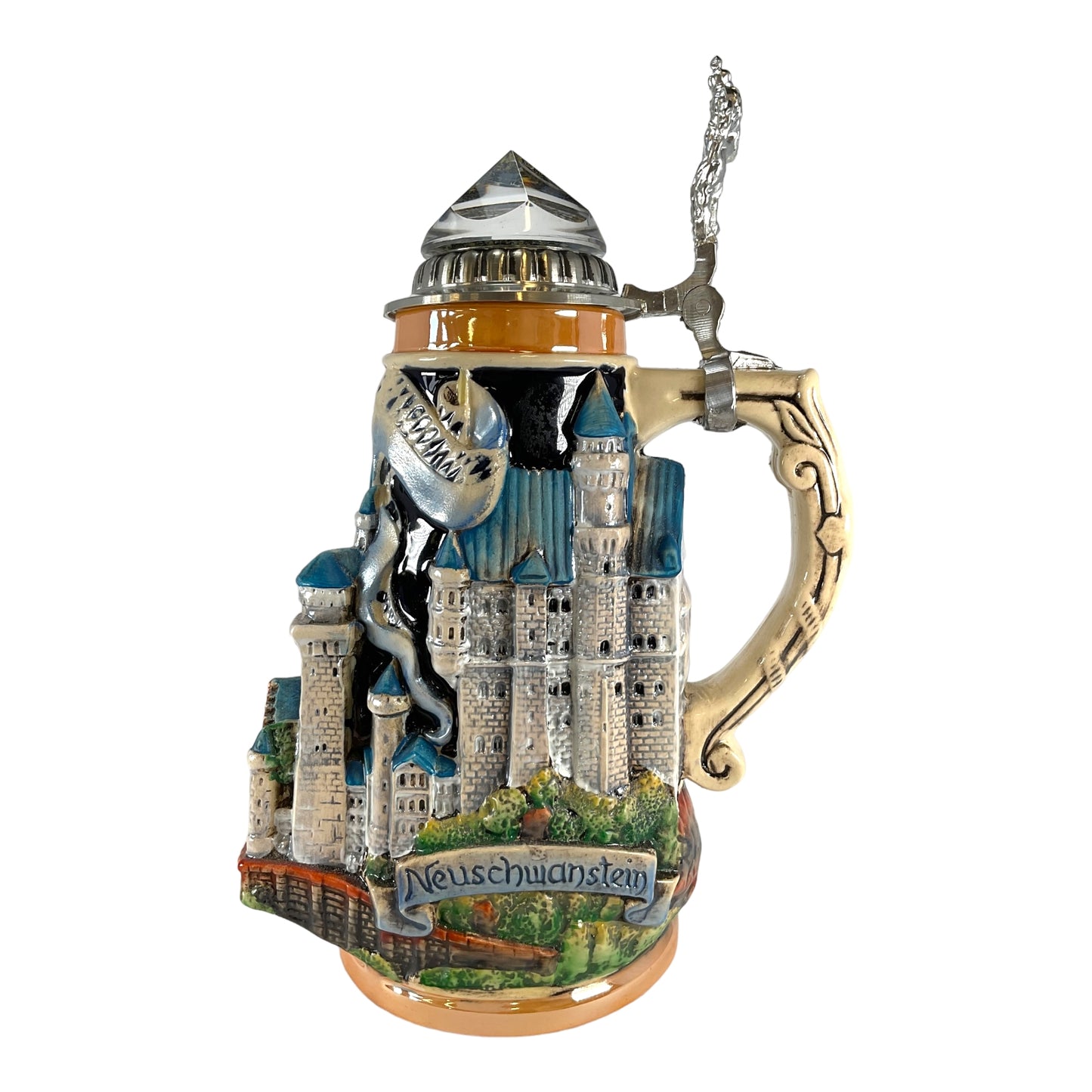 Pinnacle Peak Trading 3D Neuschwanstein Castle Bavaria with Crystal Lid LE German Beer Stein .7 L by King Werks