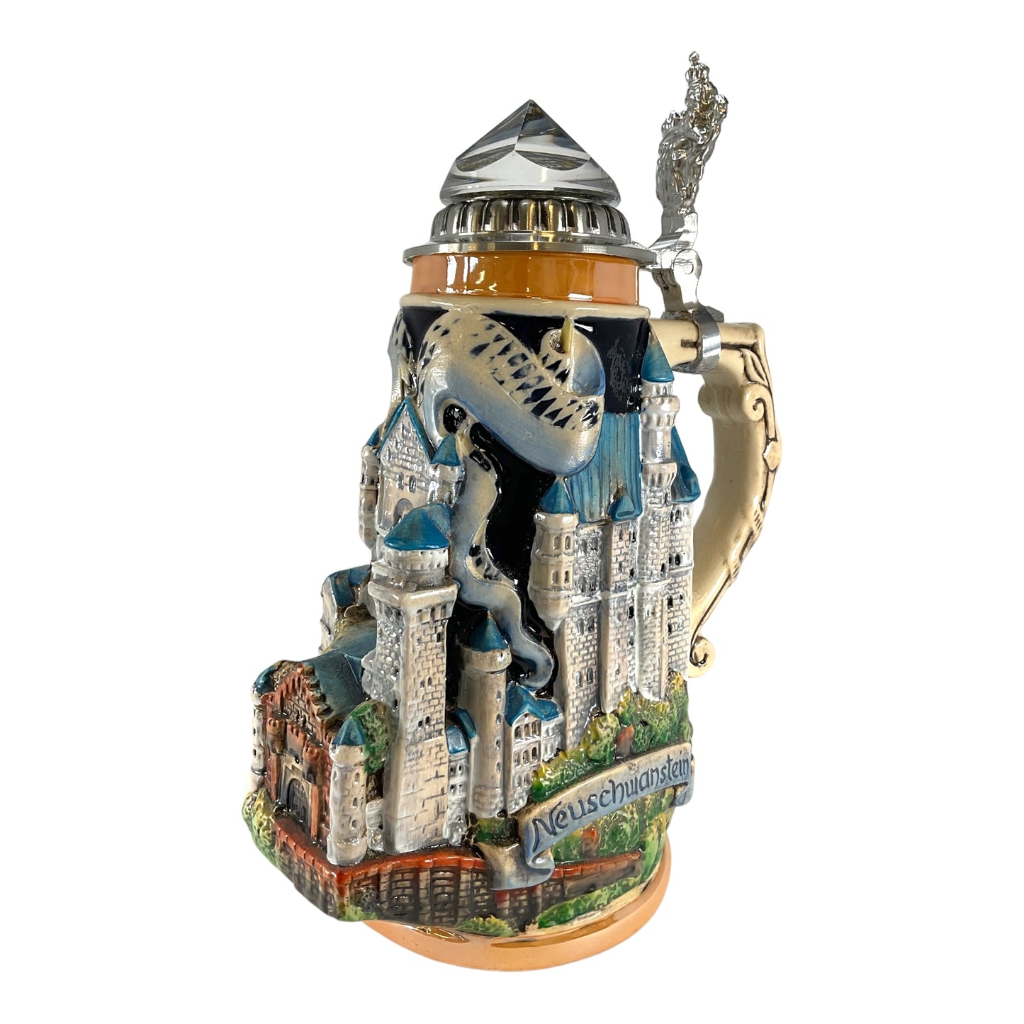 Pinnacle Peak Trading 3D Neuschwanstein Castle Bavaria with Crystal Lid LE German Beer Stein .7 L by King Werks