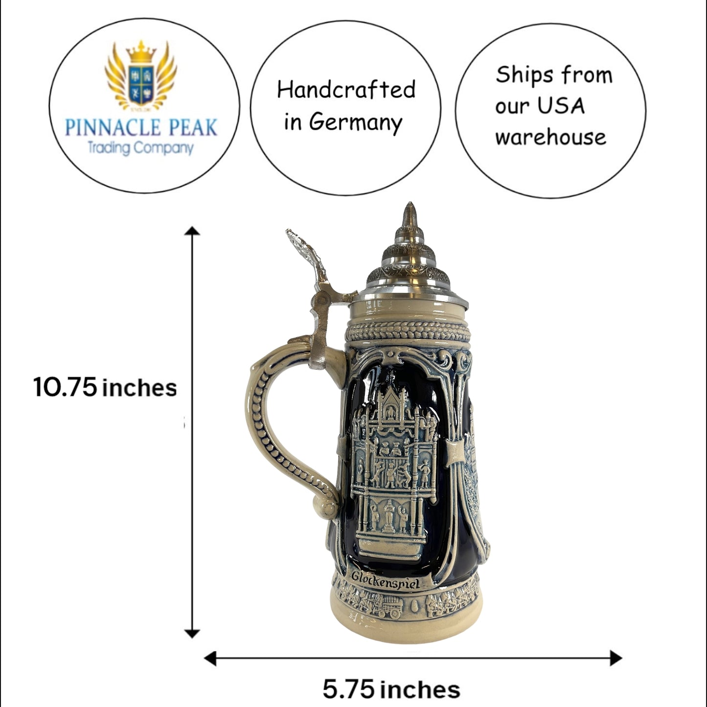 Pinnacle Peak Trading Munchen Munich Church Portraits Blue Relief LE German Beer Stein .5 L Germany by King Werks