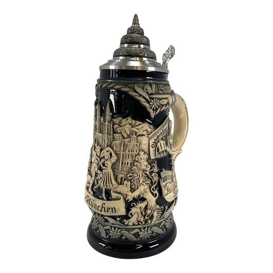 Pinnacle Peak Trading Munchen Munich Bavaria Germany Landmarks Blue Relief LE German Beer Stein .4 L by King Werks