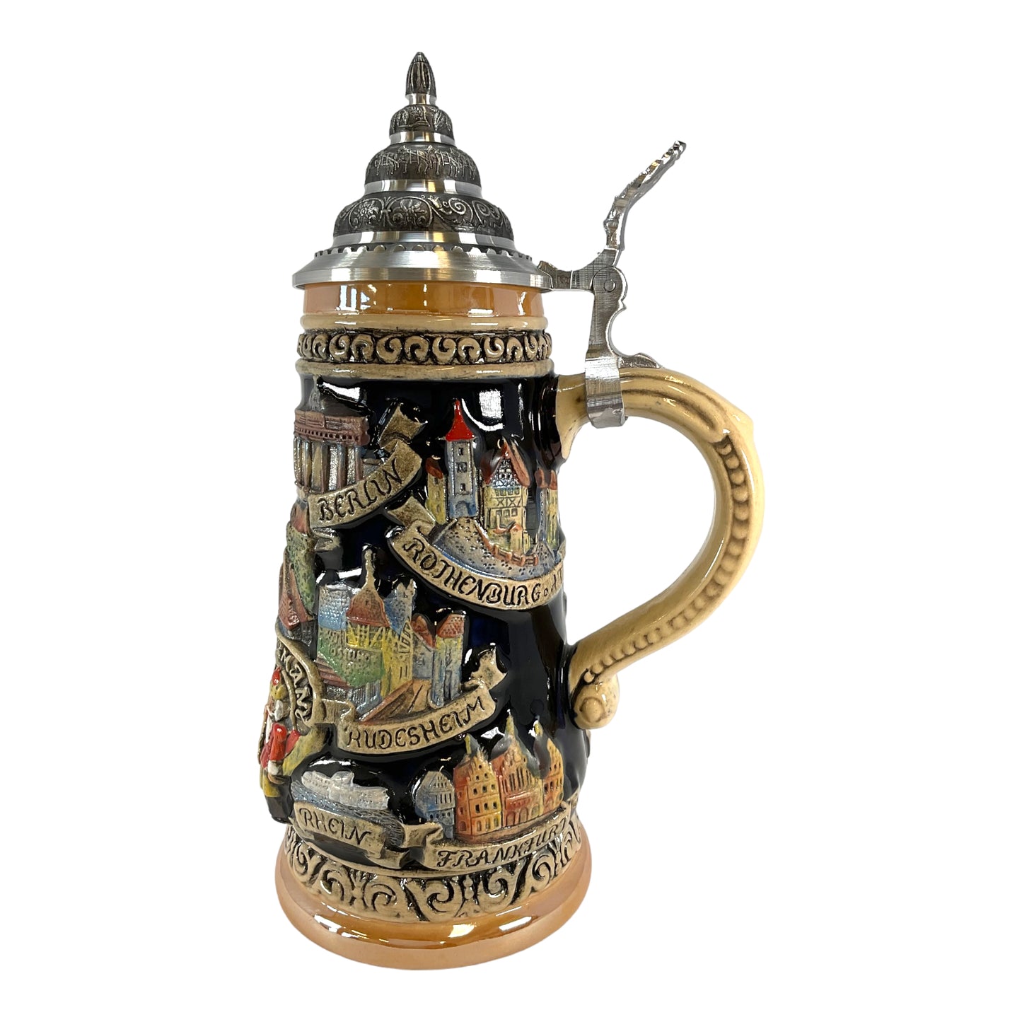 Pinnacle Peak Trading Deutschland Germany Painted City Landscapes LE German Beer Stein .5 L Pewter Lid by King Werks