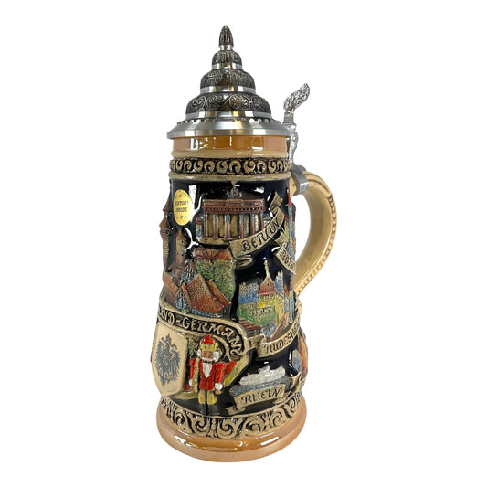 Pinnacle Peak Trading Deutschland Germany Painted City Landscapes LE German Beer Stein .5 L Pewter Lid by King Werks