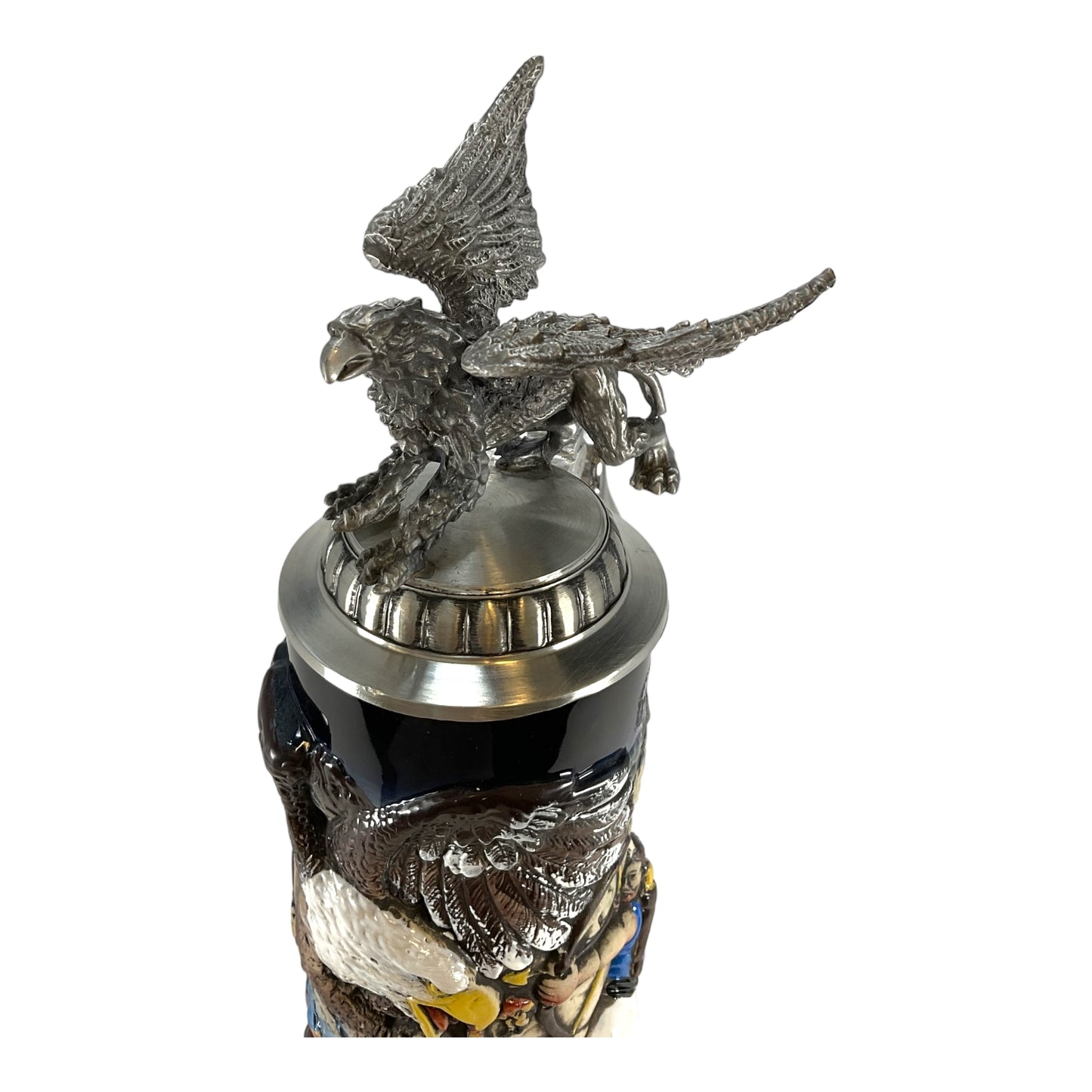 Pinnacle Peak Trading Hunters and Griffin with 3D Pewter Lid LE German Stoneware Beer Stein .75 L by King Werk