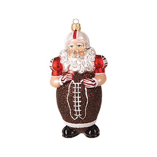 Football Body Santa Claus Polish Glass Christmas Tree Ornament Sports Decoration