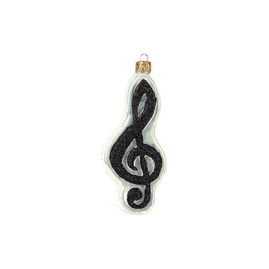 Musical Treble Clef Symbol Polish Blown Glass Christmas Ornament Decoration