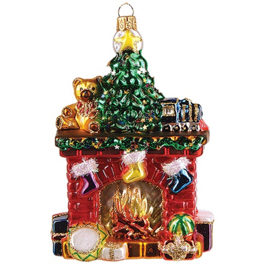 Fireplace with Stockings Polish Glass Christmas Ornament Tree Decoration