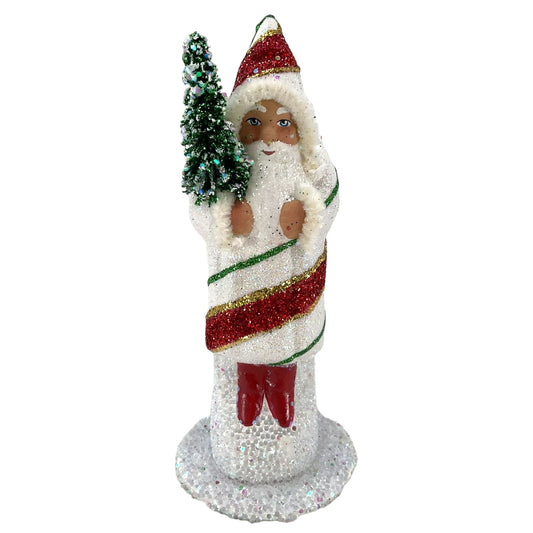 Pinnacle Peak Trading Ino Schaller White Red Green Striped Santa German Christmas Paper Mache