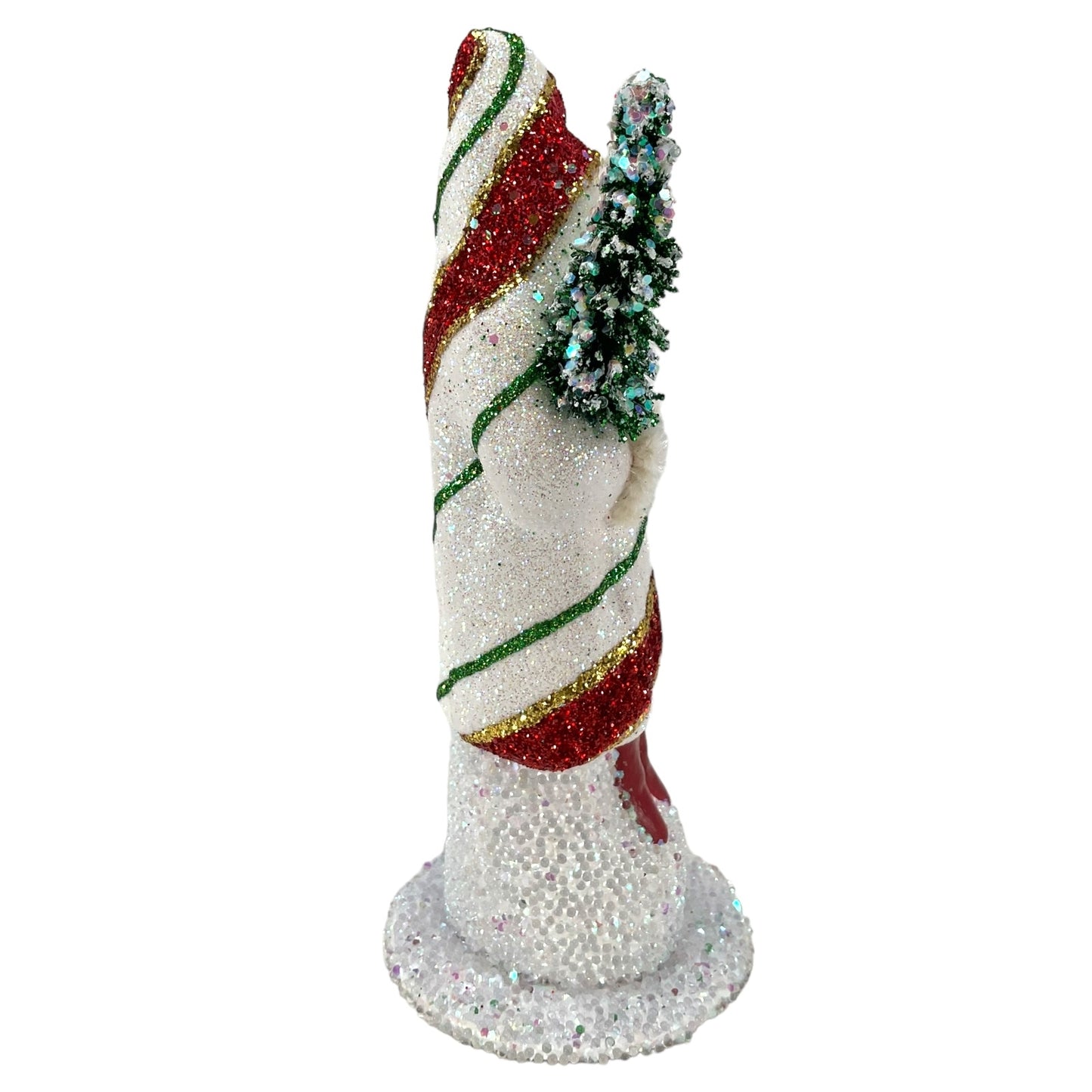 Pinnacle Peak Trading Ino Schaller White Red Green Striped Santa German Christmas Paper Mache