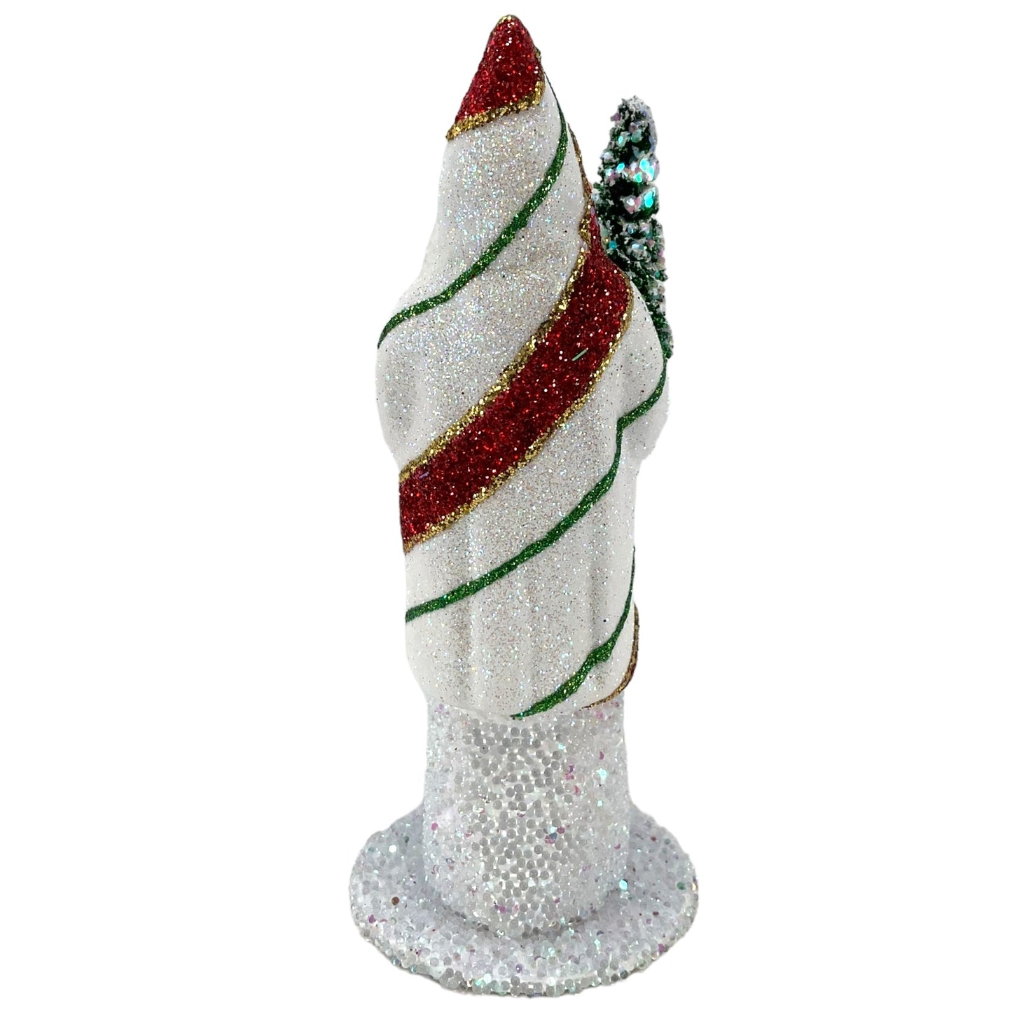 Pinnacle Peak Trading Ino Schaller White Red Green Striped Santa German Christmas Paper Mache