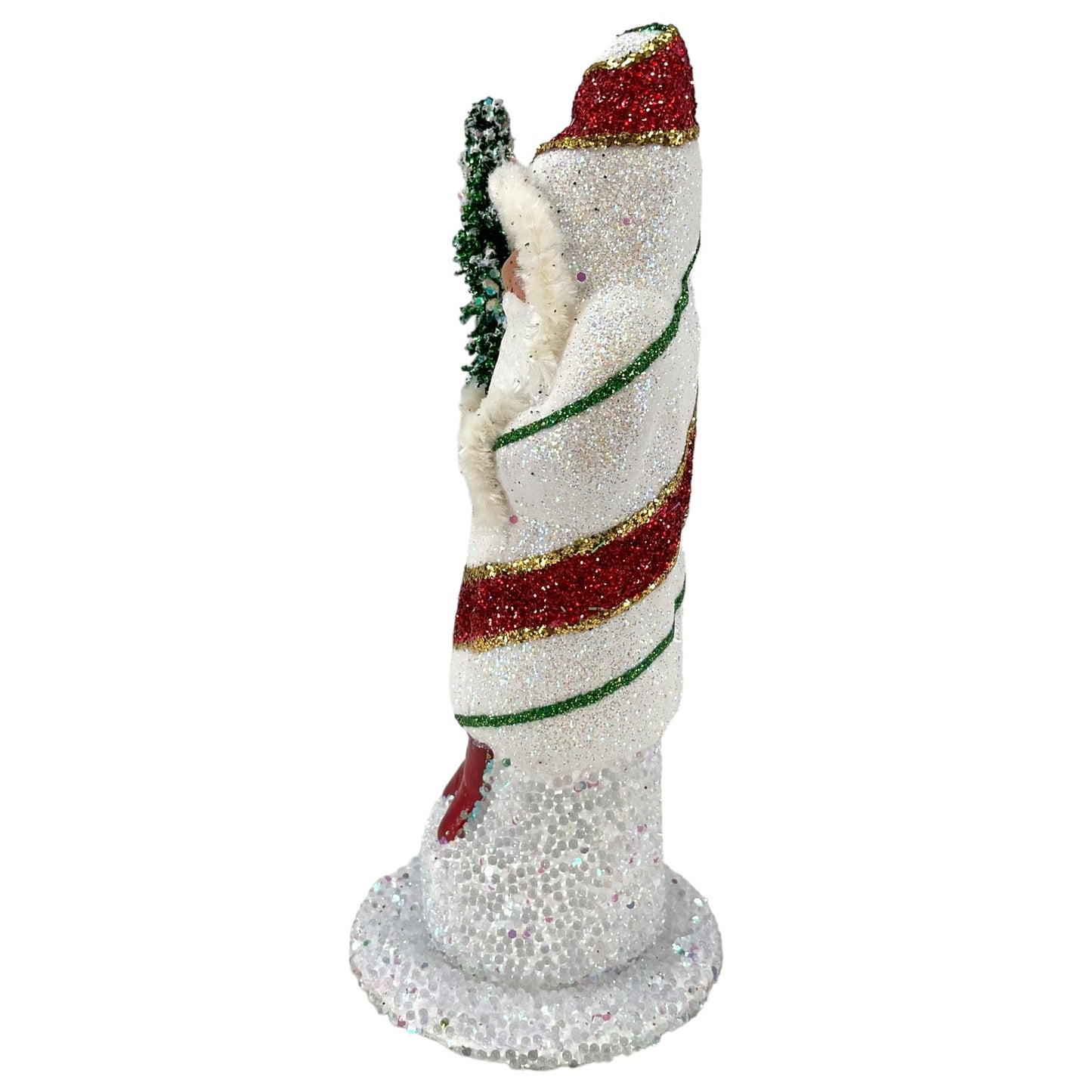 Pinnacle Peak Trading Ino Schaller White Red Green Striped Santa German Christmas Paper Mache