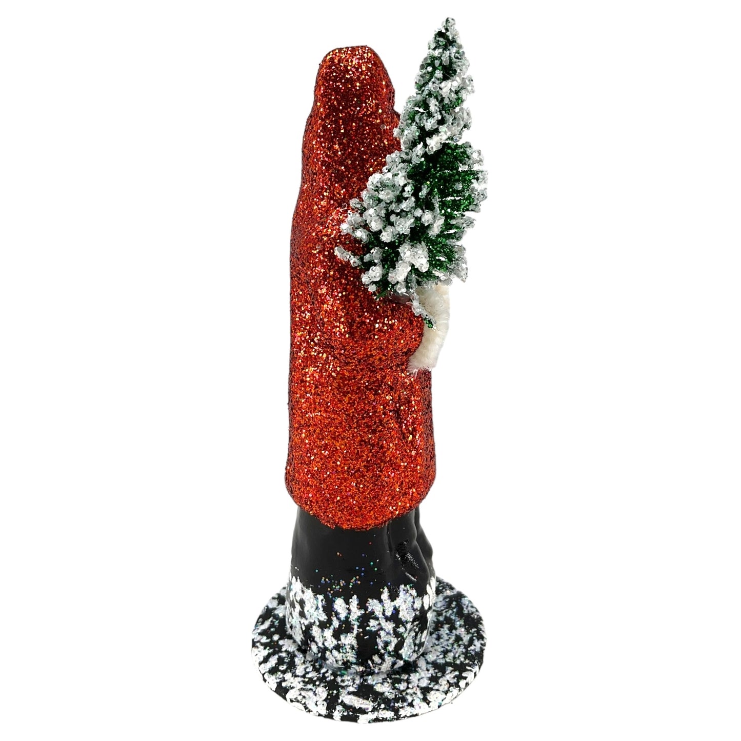 Pinnacle Peak Trading Ino Schaller Copper Red Glitter Santa Holding Tree German Paper Mache