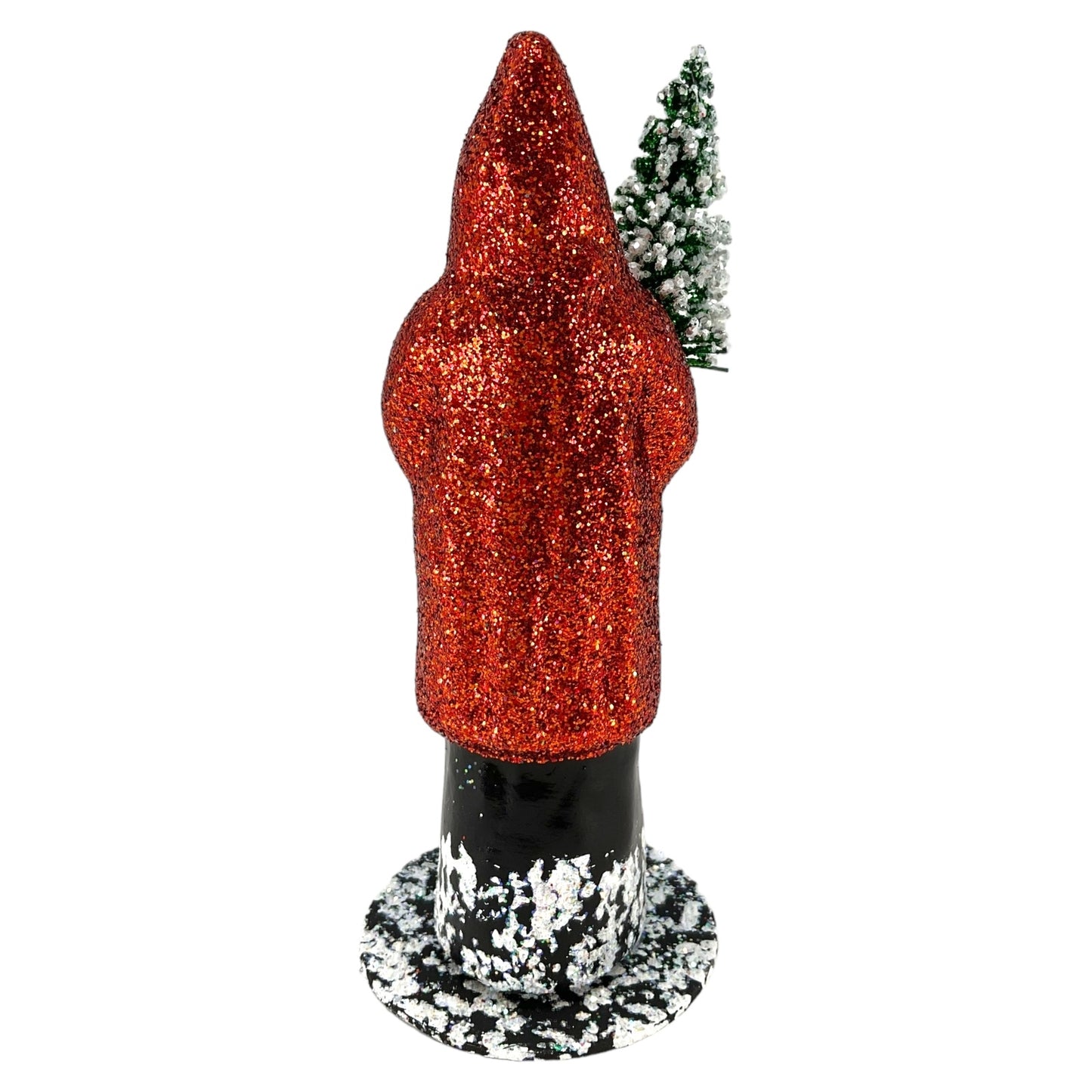 Pinnacle Peak Trading Ino Schaller Copper Red Glitter Santa Holding Tree German Paper Mache