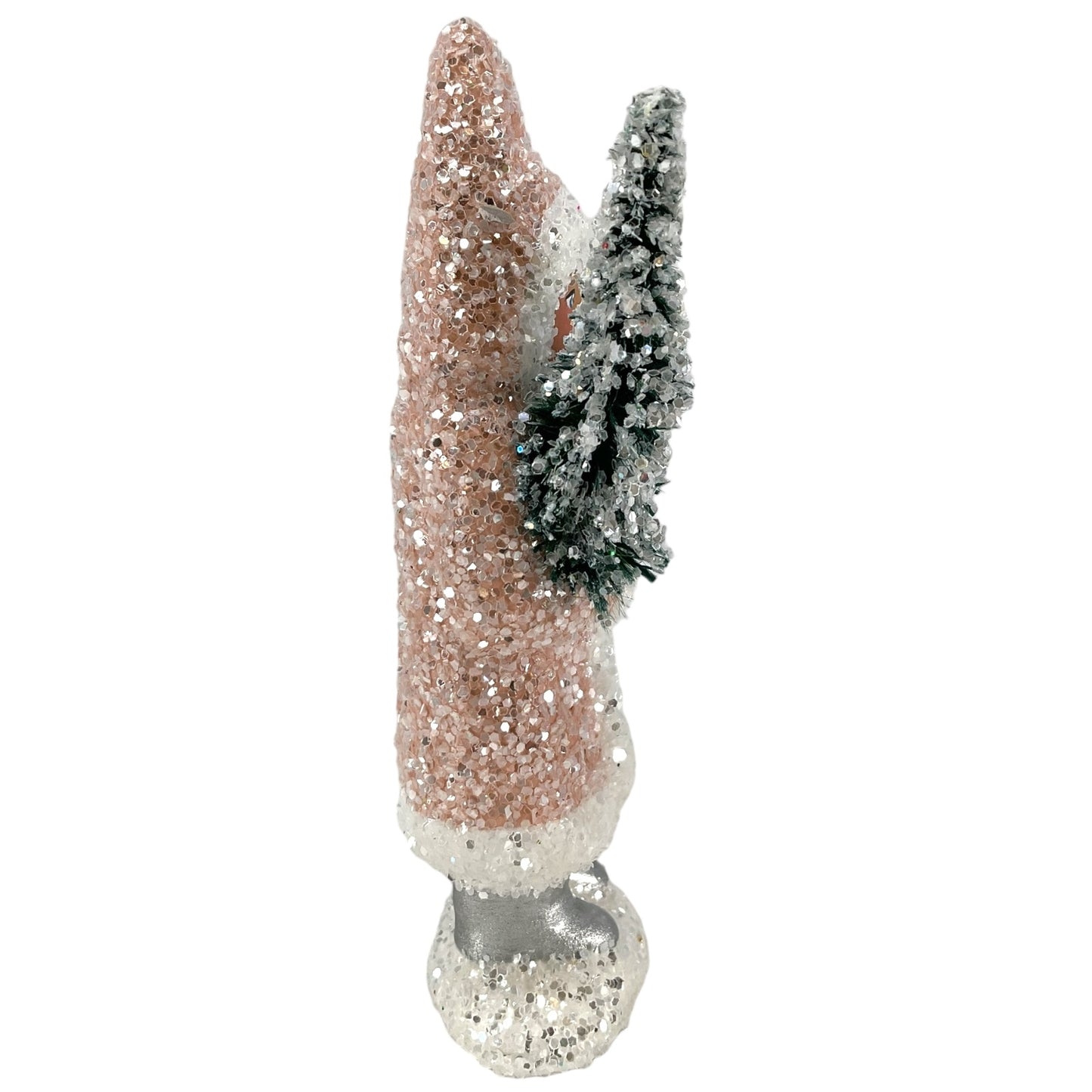 Pinnacle Peak Trading Ino Schaller Nude Color Glitter Santa Holding Tree German Paper Mache