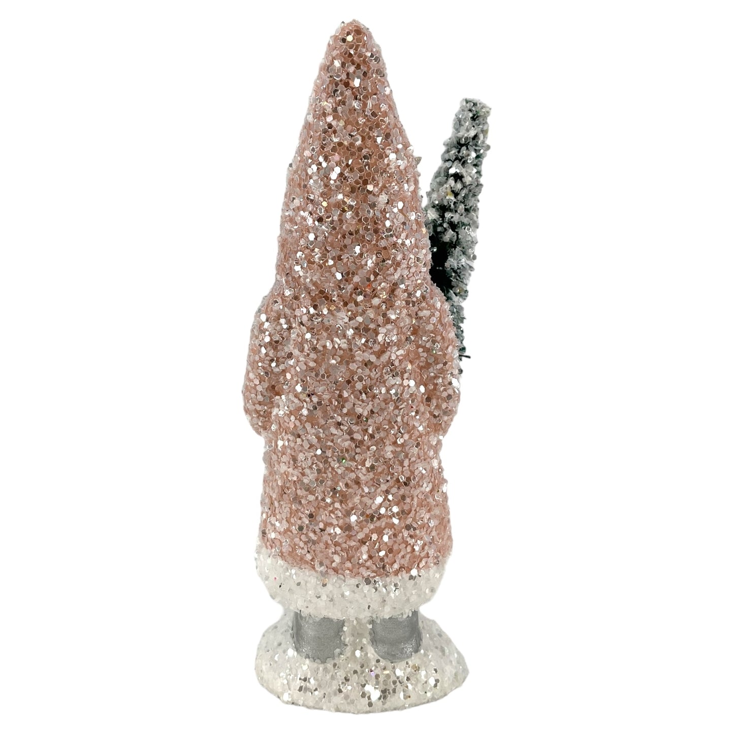 Pinnacle Peak Trading Ino Schaller Nude Color Glitter Santa Holding Tree German Paper Mache