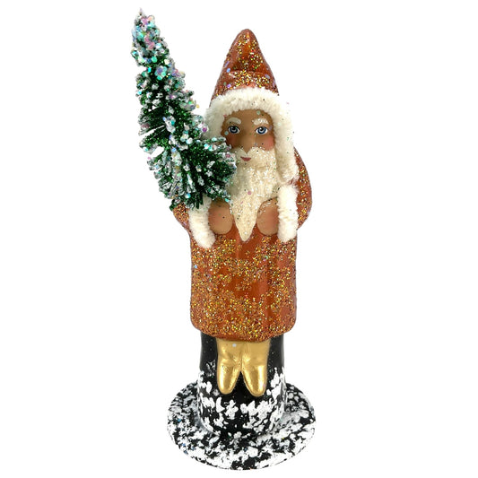 Pinnacle Peak Trading Ino Schaller Copper Sponged Santa Holding Tree German Paper Mache