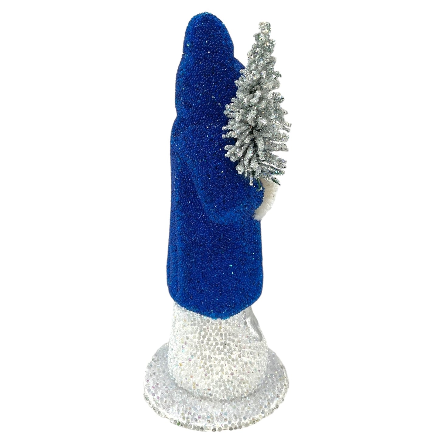 Pinnacle Peak Trading Ino Schaller Blue Beaded Santa with Silver Tree German Paper Mache