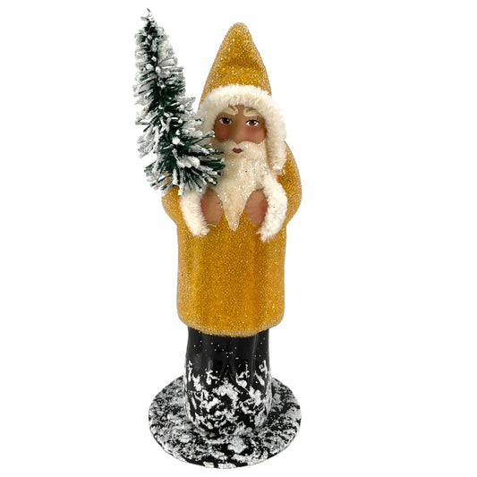 Pinnacle Peak Trading Ino Schaller Yellow Beaded Santa German Paper Mache