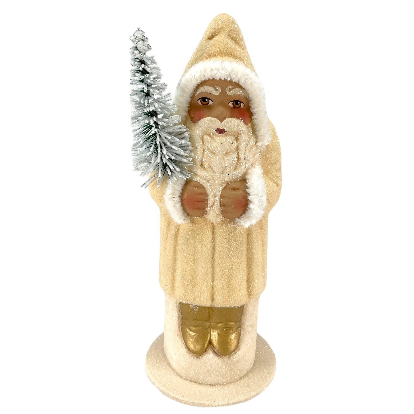 Pinnacle Peak Trading Ino Schaller Off White Santa with Gold Boots German Paper Mache