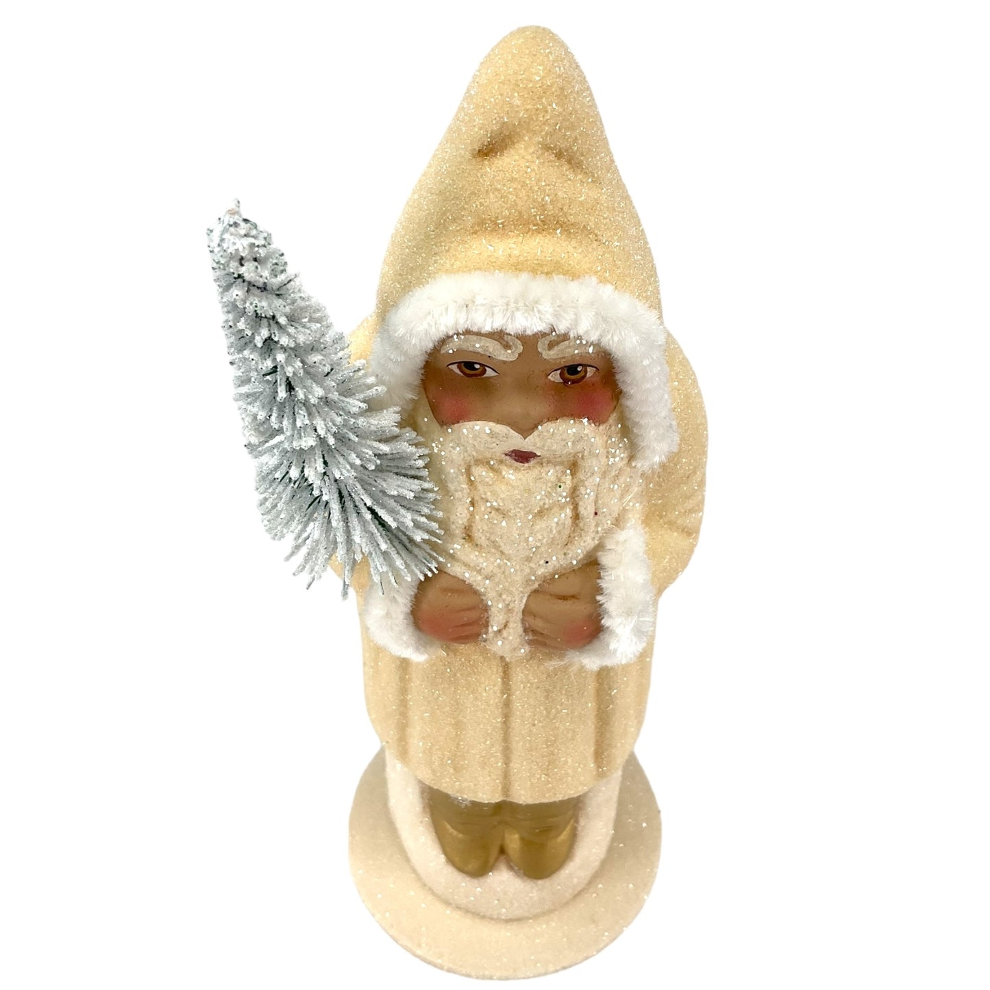 Pinnacle Peak Trading Ino Schaller Off White Santa with Gold Boots German Paper Mache