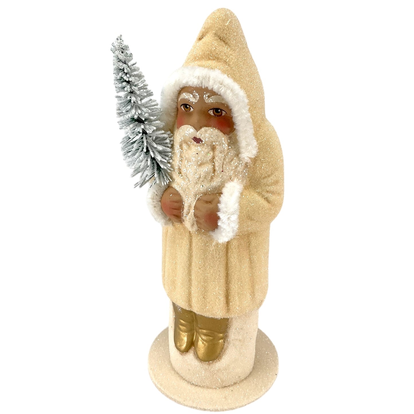 Pinnacle Peak Trading Ino Schaller Off White Santa with Gold Boots German Paper Mache