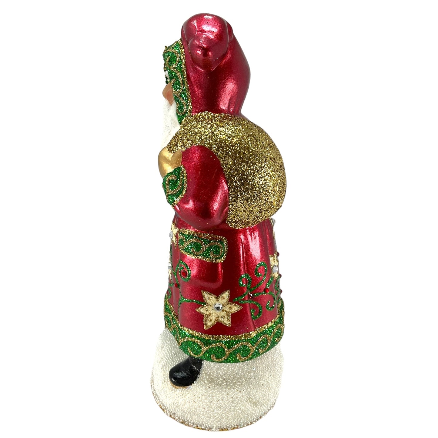 Pinnacle Peak Trading Ino Schaller Metallic Red Coat Santa with Flower Design German Paper Mache Candy Container