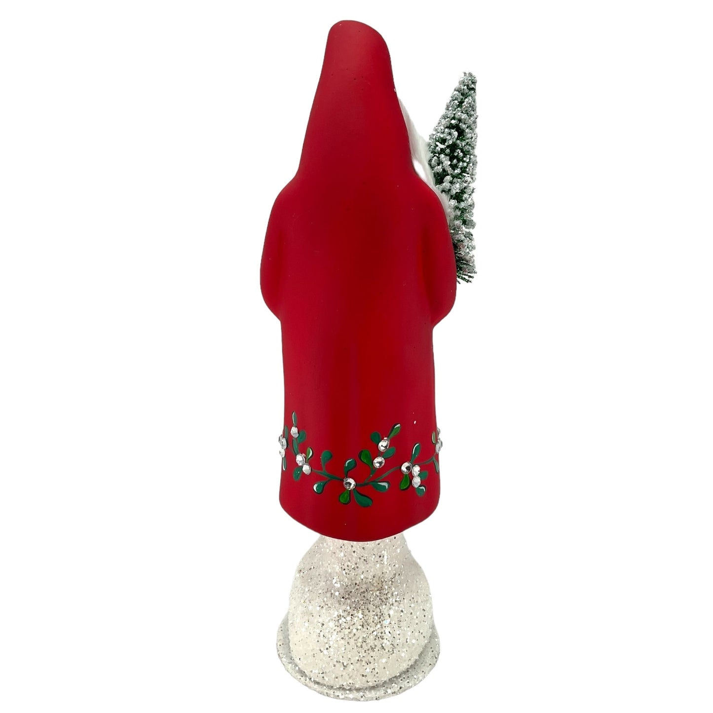 Pinnacle Peak Trading Ino Schaller Light Red Santa with Mistletoe Decor German Paper Mache Candy Container