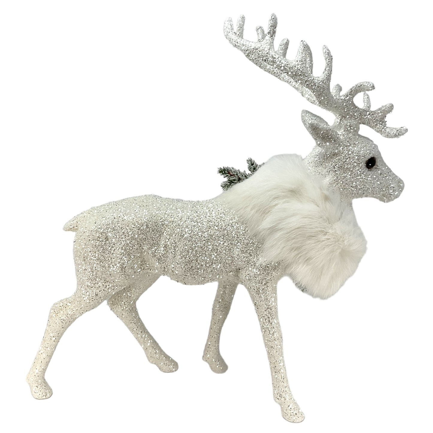 Pinnacle Peak Trading Ino Schaller Extra Large White Reindeer with Pinecones and Mushroom Figurine 16 inch