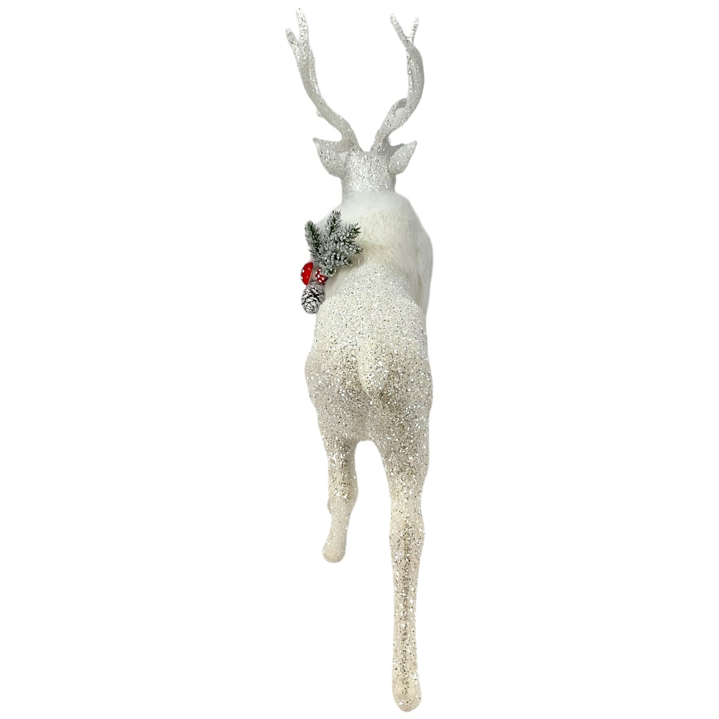 Pinnacle Peak Trading Ino Schaller Extra Large White Reindeer with Pinecones and Mushroom Figurine 16 inch