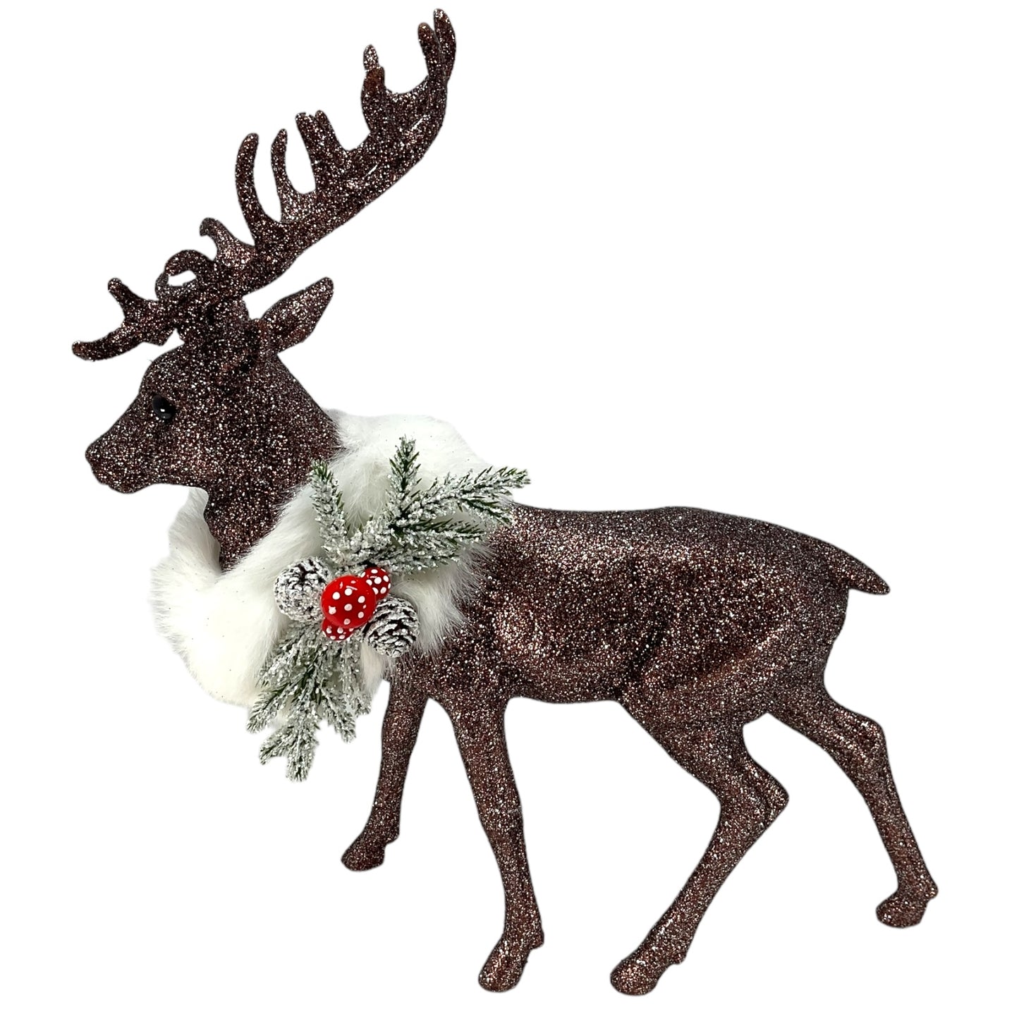 Pinnacle Peak Trading Ino Schaller Extra Large Cappuccino Reindeer with Pinecones and Mushroom Figurine 16 inch