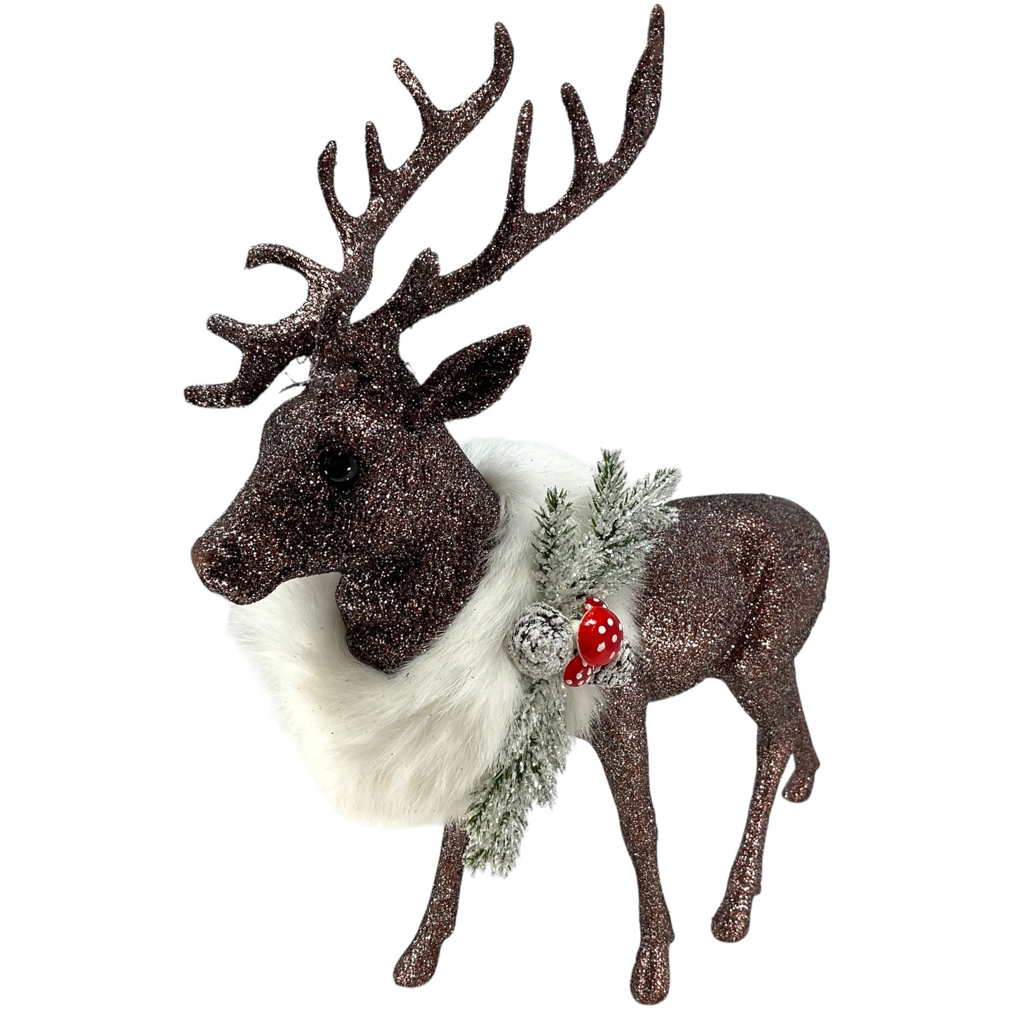 Pinnacle Peak Trading Ino Schaller Extra Large Cappuccino Reindeer with Pinecones and Mushroom Figurine 16 inch