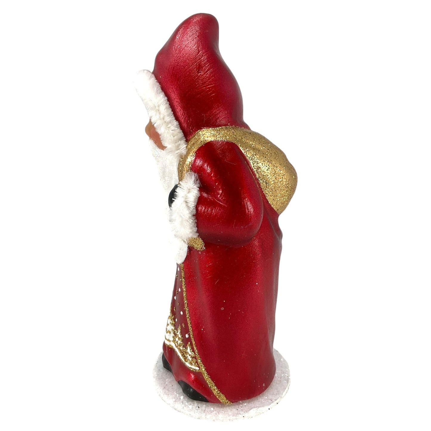 Pinnacle Peak Trading Ino Schaller Dark Red Shiny Santa with Tree Scene German Paper Mache Candy Container