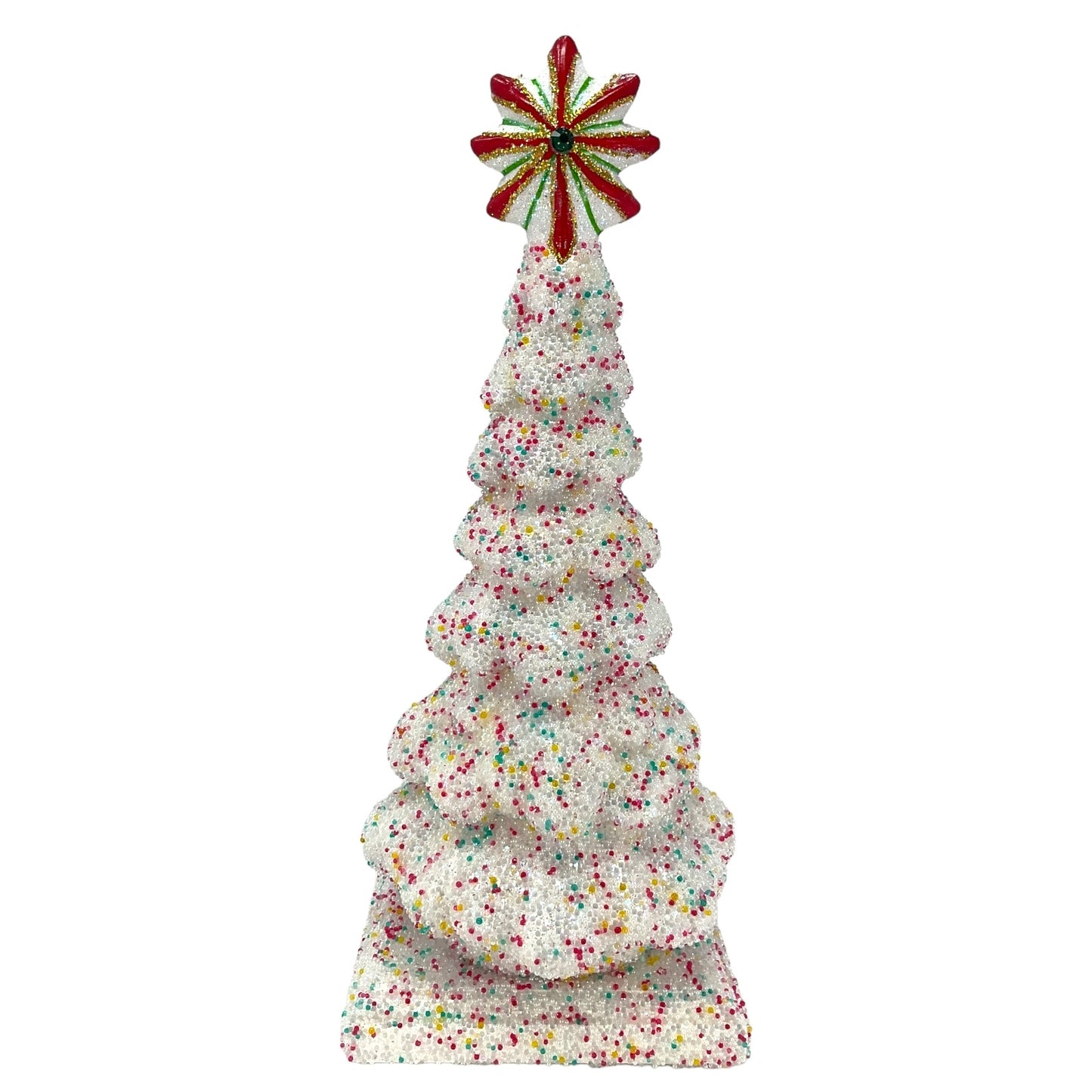 Pinnacle Peak Trading Ino Schaller Beaded Confetti Tree on Base with Star German Paper Mache