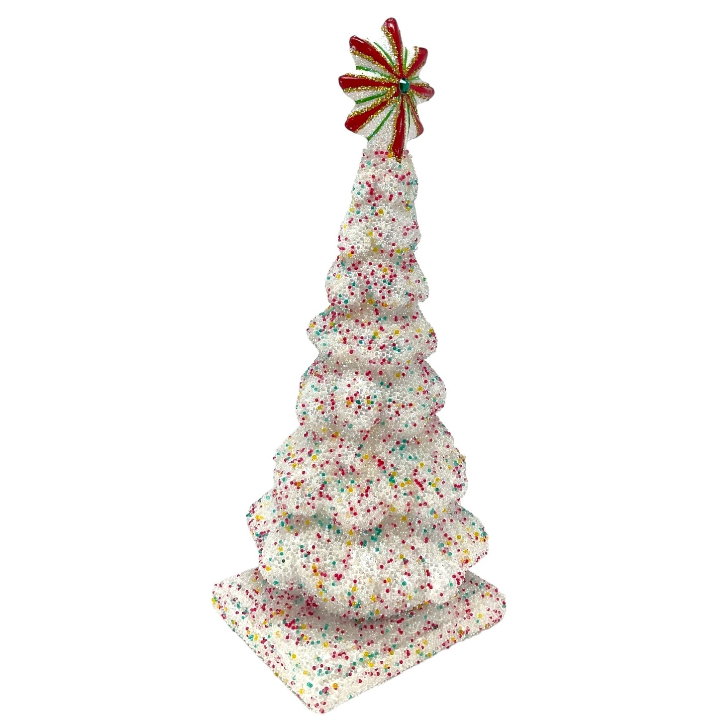 Pinnacle Peak Trading Ino Schaller Beaded Confetti Tree on Base with Star German Paper Mache