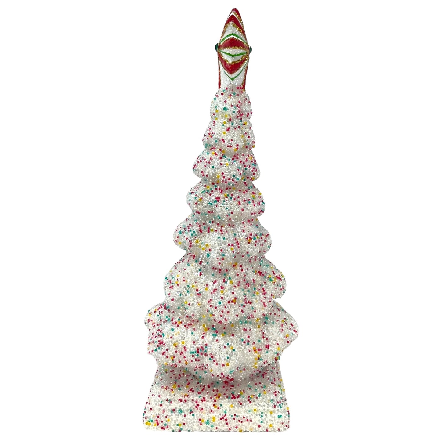 Pinnacle Peak Trading Ino Schaller Beaded Confetti Tree on Base with Star German Paper Mache