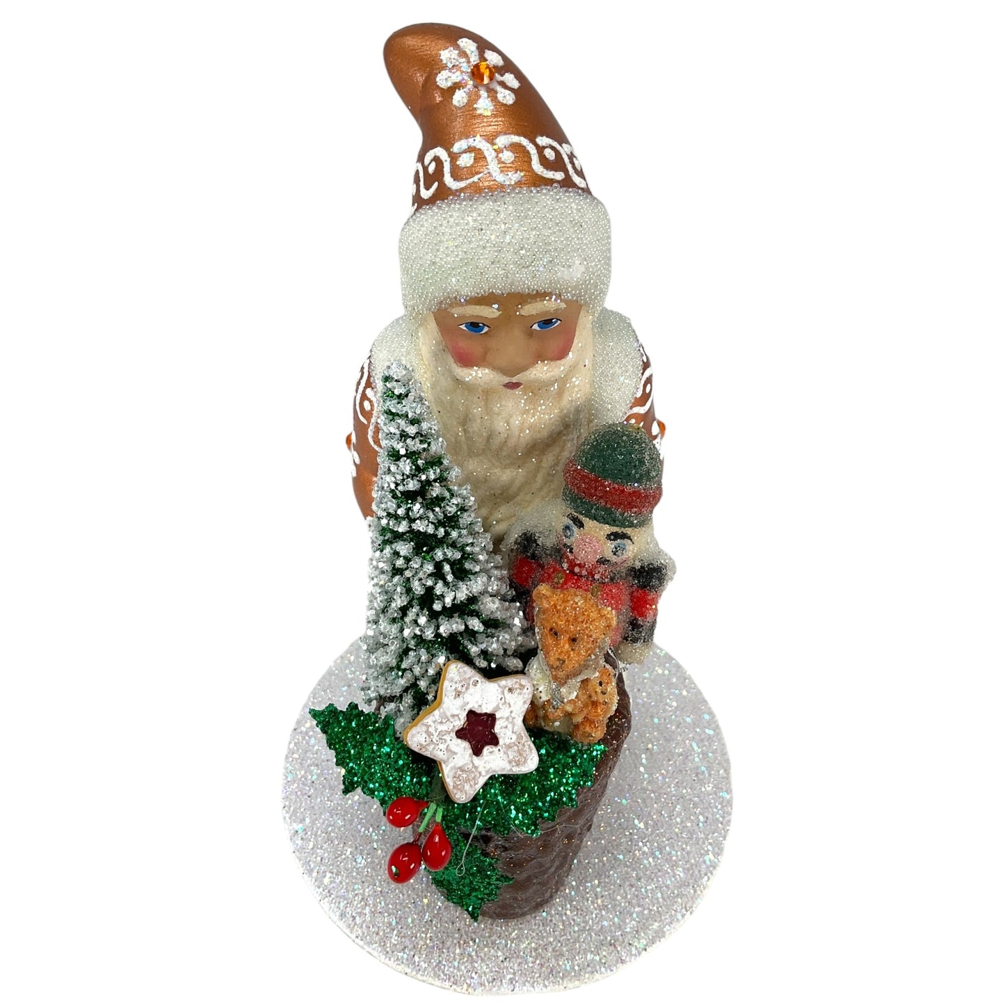 Pinnacle Peak Trading Ino Schaller Copper Santa with Basket of Toys German Paper Mache